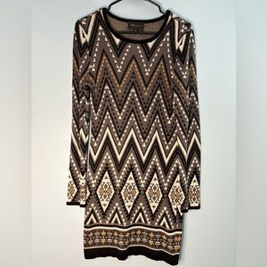 Romeo and Juliet Couture Sweater Dress Aztec Print Long Sleeve Size Small Boho